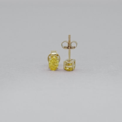 Yellow Oval Diamond Stud Earrings Earring