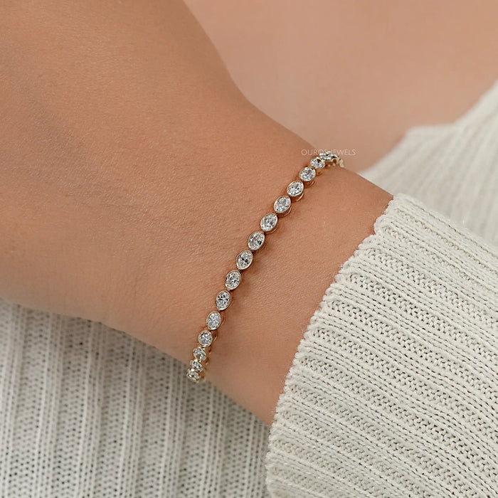 East West Oval Lab Diamond Tennis Bracelet 