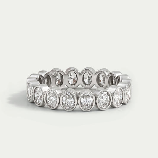 Bezel Set Oval Cut Lab Diamond Wedding Band