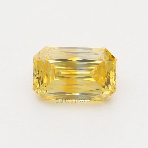 front view of 2.05 carat yellow criss cut diamond lab grown loose