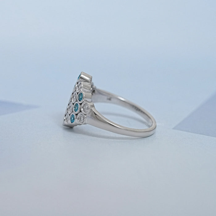 Paraiba Round Gemstone Bezel Set Wedding Ring