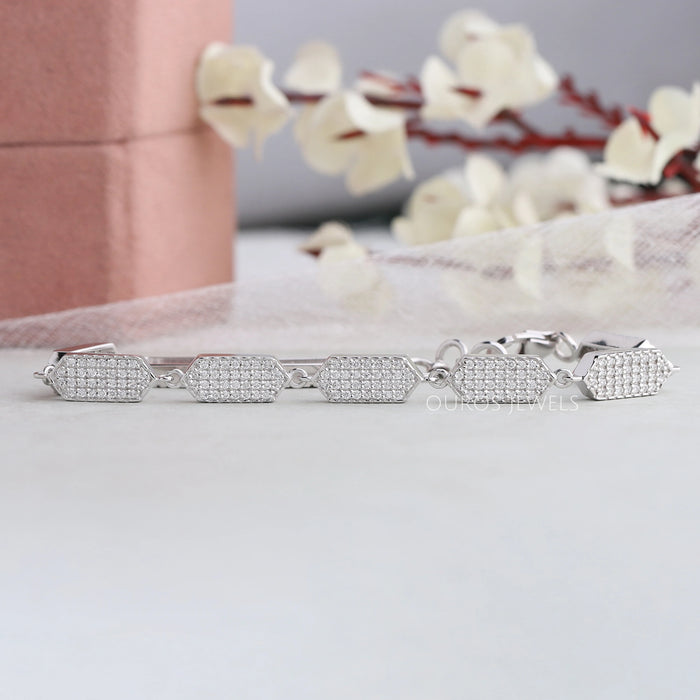 Designer Pave Set Round Diamond Link Bracelet