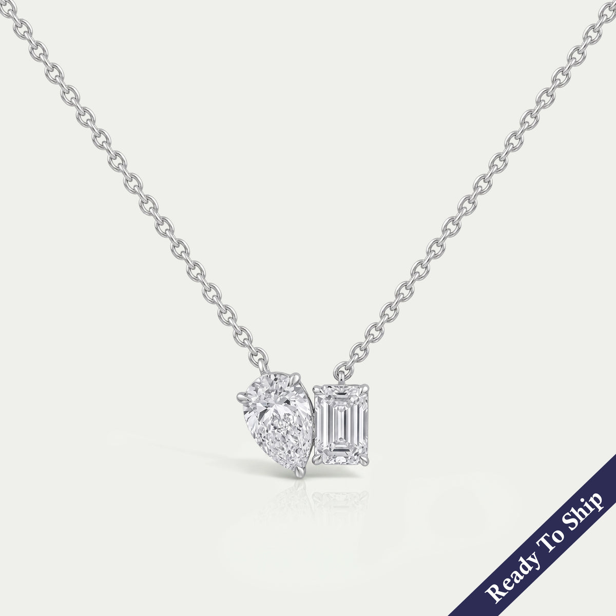 Pear And Emerald Lab Diamond Toi Moi Pendant Necklaces