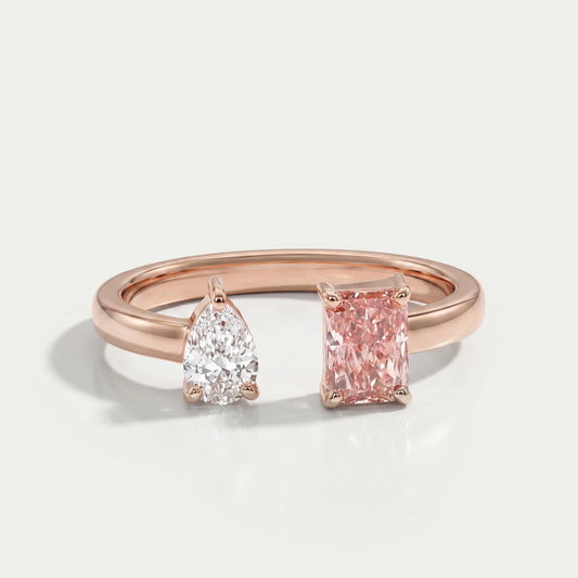 Pear And Radiant Lab Diamond Toi Et Moi Ring Ring