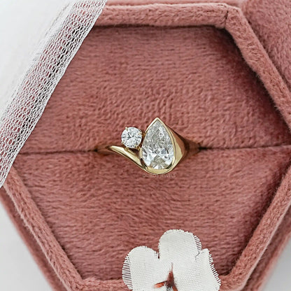 Toi Et Moi Pear Lab Grown Diamond Bypass Engagement Ring