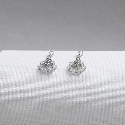 Olive Pear And Round Lab Diamonds Halo Drop Earrings