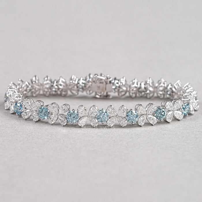Pear Shaped Diamond Flower Bracelet