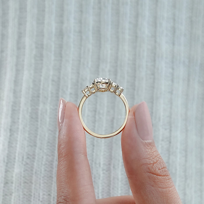 Pear And Baguette Diamond Five Stone Engagement Ring