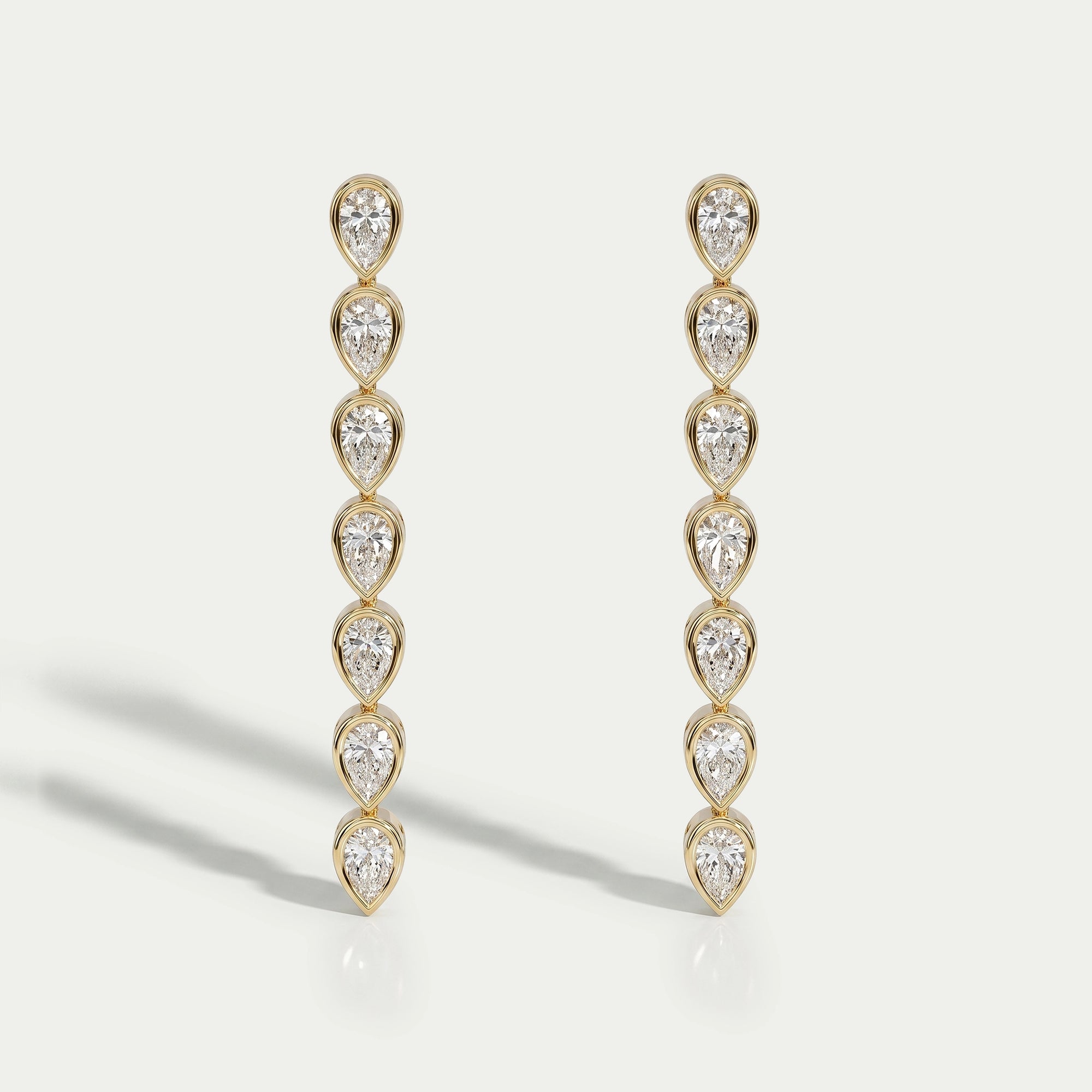Pear Diamond Bezel Set Dangle Earrings Earrings