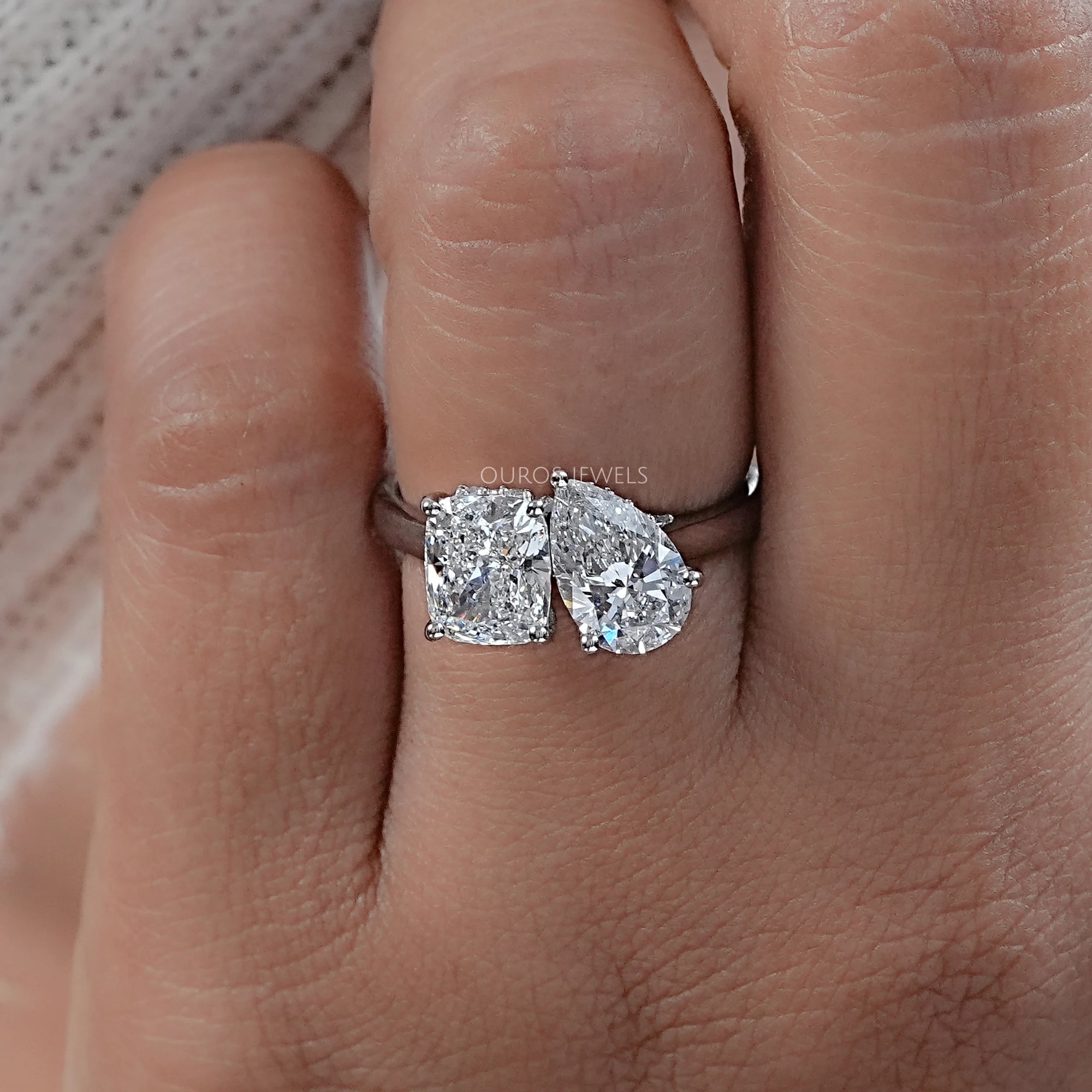 Pear And Cushion Cut Hidden Halo Toi Moi Ring Rings