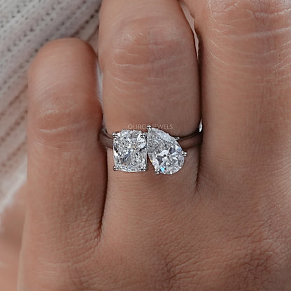 Pear And Cushion Cut Hidden Halo Toi Moi Ring Rings