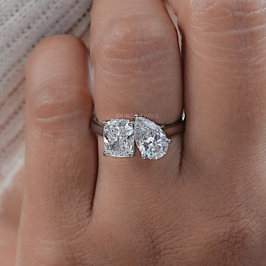 Pear And Cushion Cut Hidden Halo Toi Moi Ring Rings
