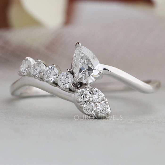 Pear Shaped Cluster Diamond Twisted Wedding Ring