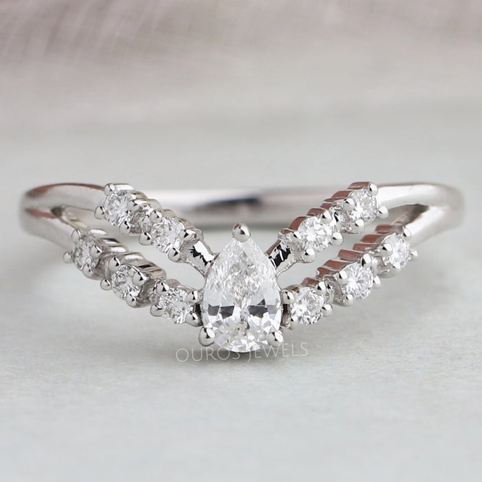Pear Shaped Diamond Split Shank Engagement Ring