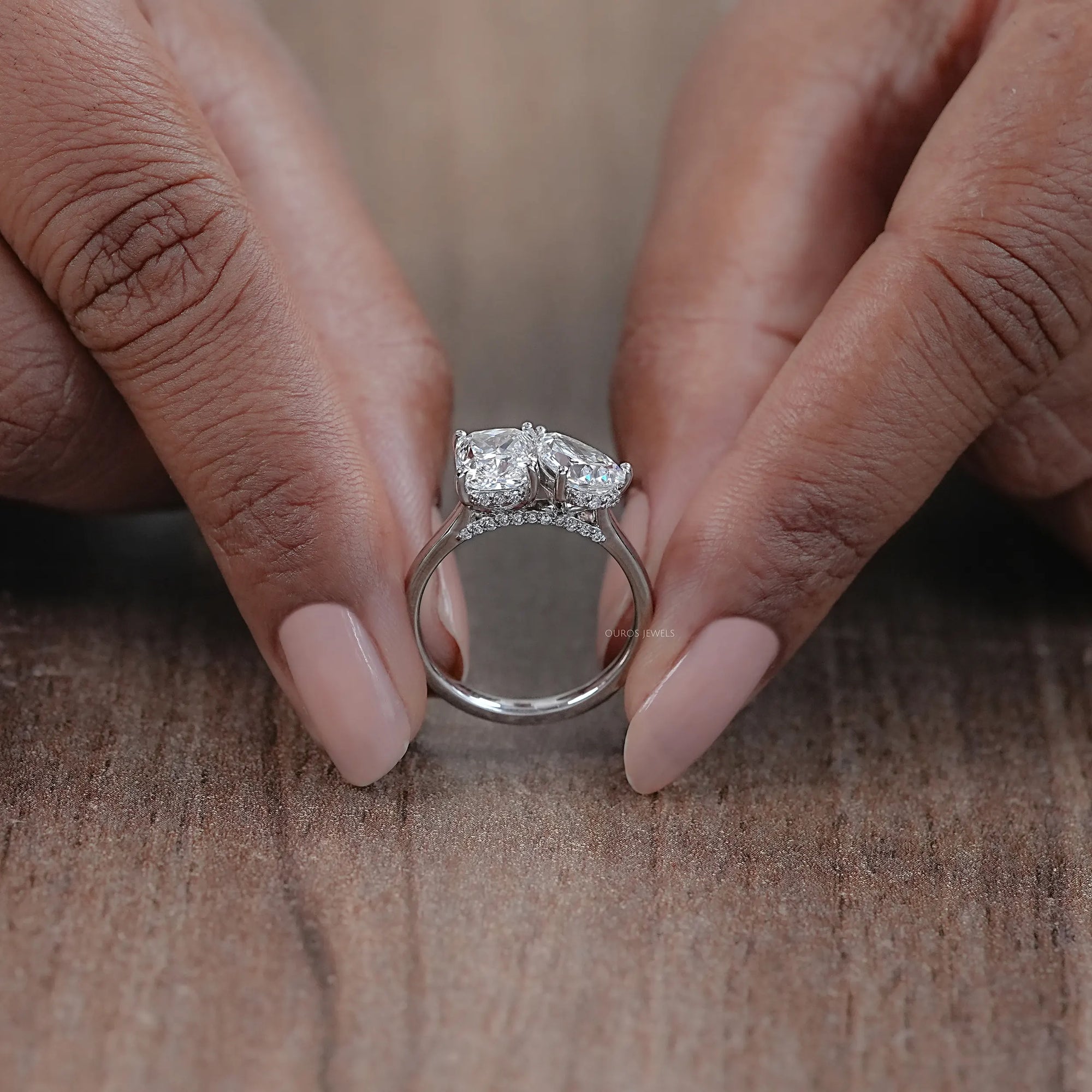 Pear And Cushion Cut Hidden Halo Toi Moi Ring Rings