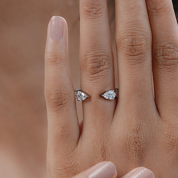 Pear Cut Lab Grown Diamond Open Cuff Band 