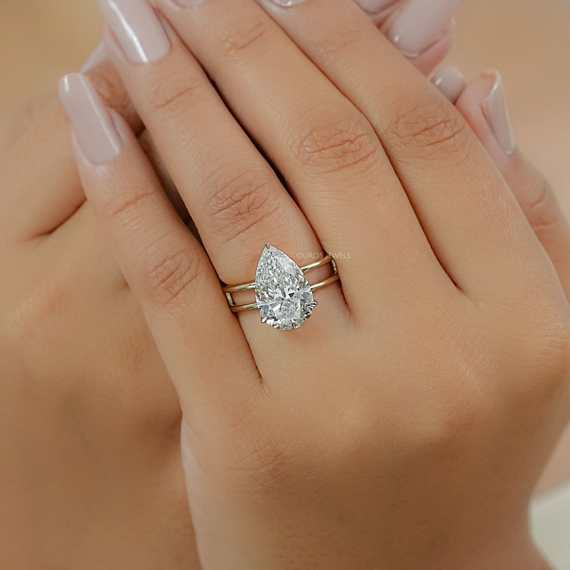 Pear Cut Double Band Engagement Ring Ring