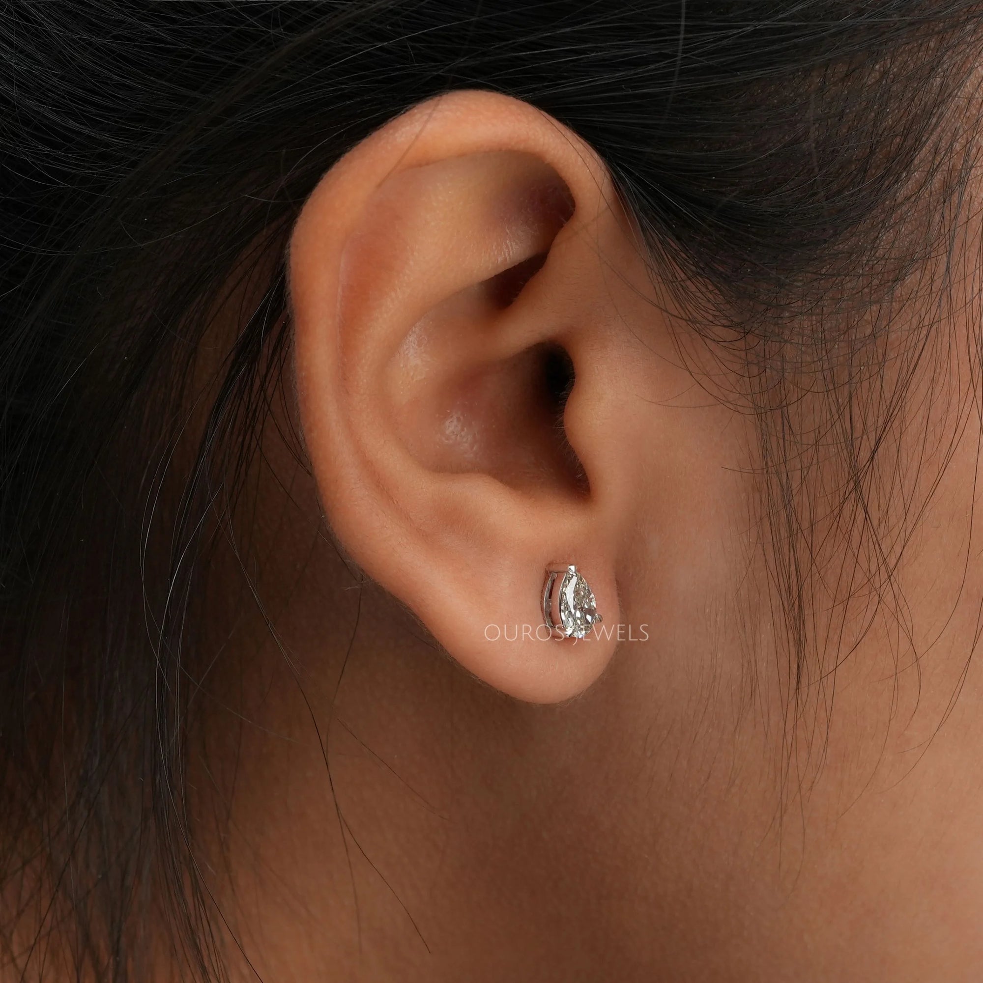 Olive Pear Diamond Stud Earrings Earring