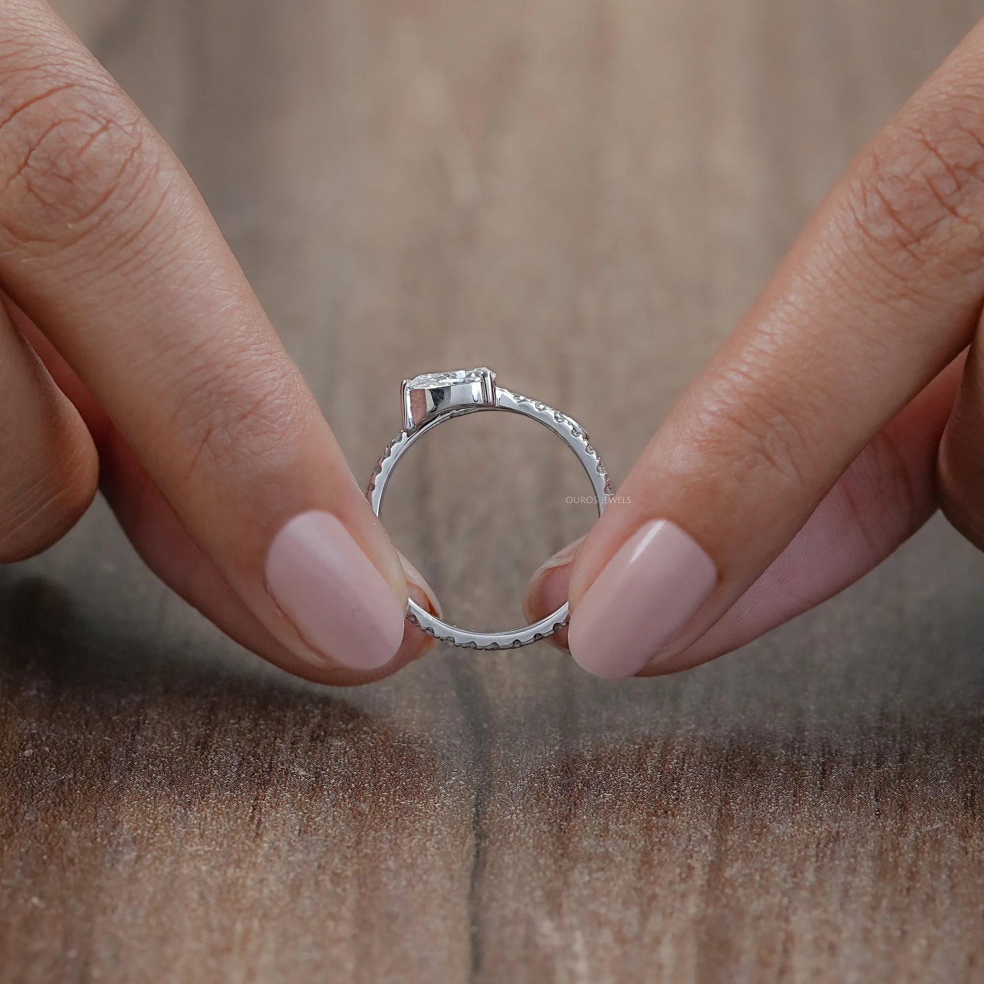 Pear Cut Lab Diamond Spiral Anniversary Ring Rings