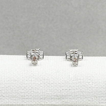 Champagne Princess Cut Lab Diamond Drop Earrings Earrings