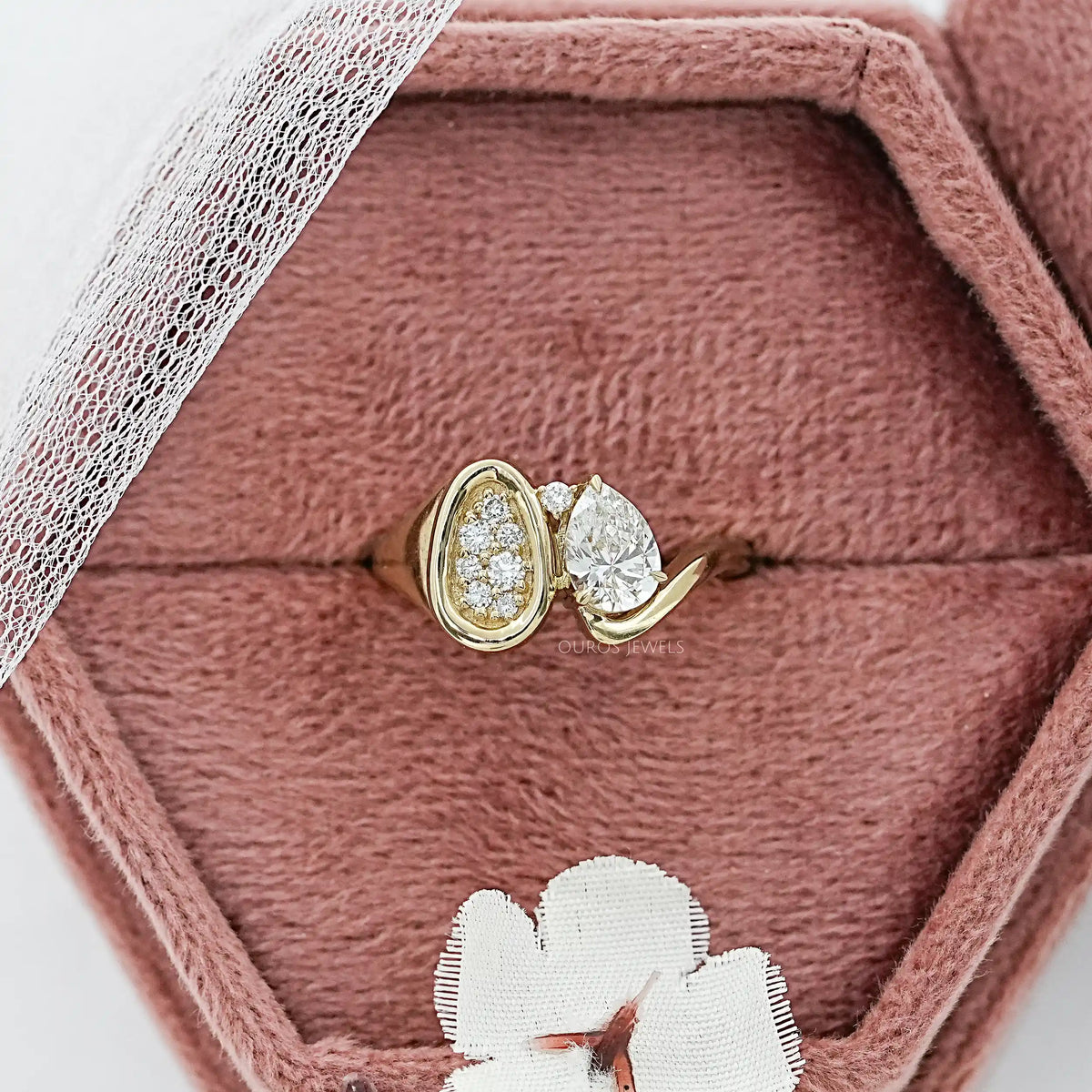 Toi Et Moi Pear Lab Grown Diamond Bypass Engagement Ring