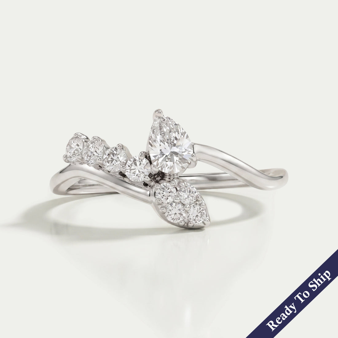 Pear Cut Lab Grown Diamond Bypass Ring