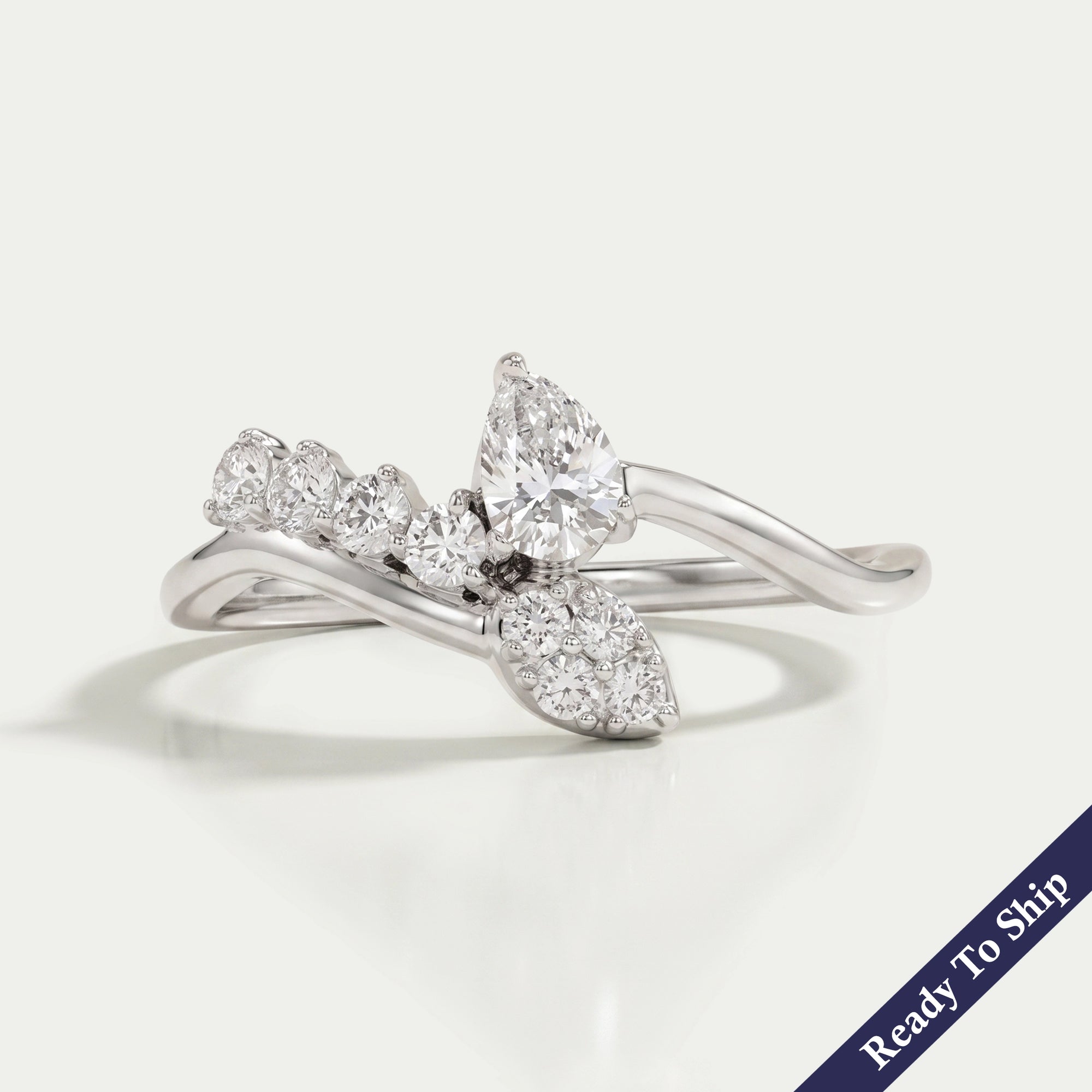 Pear Cut Lab Grown Diamond Bypass Ring