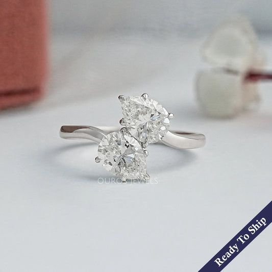Dual Pear Diamond Bypass Engagement Ring Ring