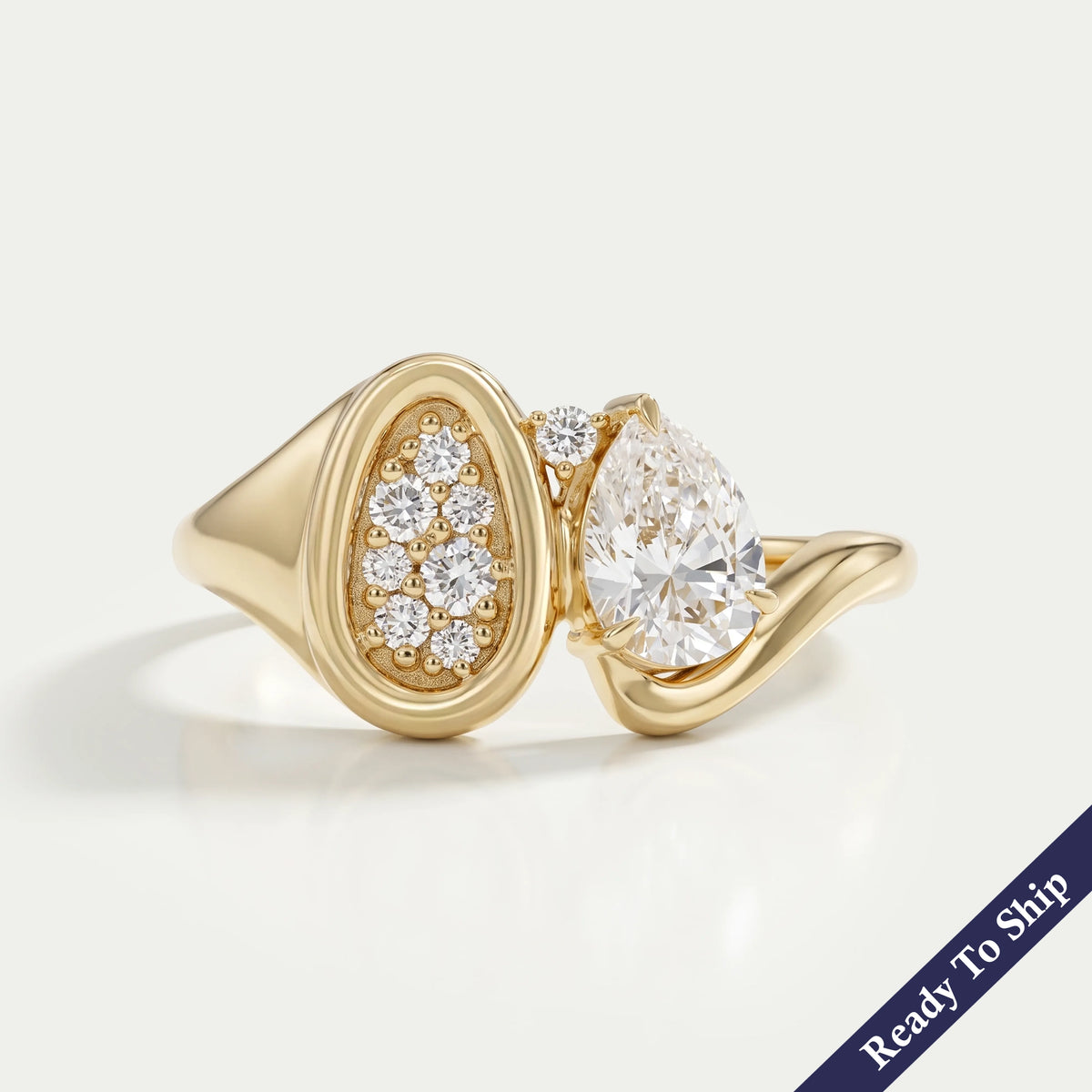 Toi Et Moi Pear Lab Grown Diamond Bypass Engagement Ring