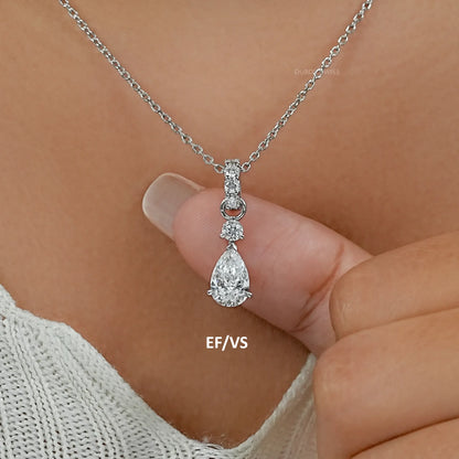Pear Shaped Three Stone Diamond Pendant