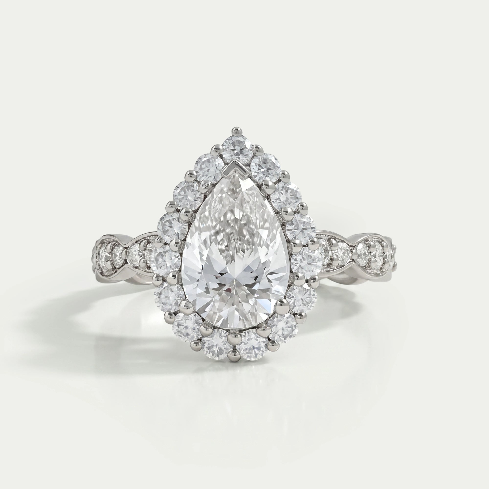 Pave Set Round Lab Grown Diamond Curved Band