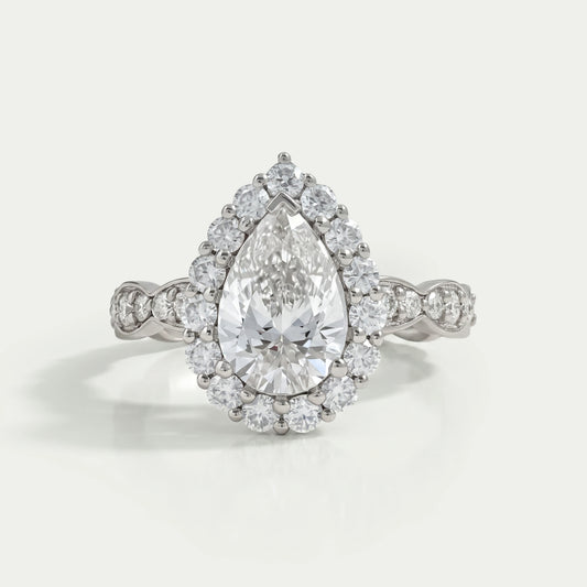 Pave Set Round Lab Grown Diamond Curved Band