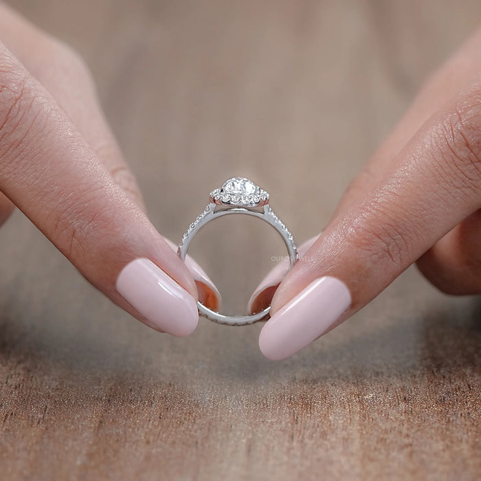 Pear Lab Diamond Halo Eternity Wedding Ring