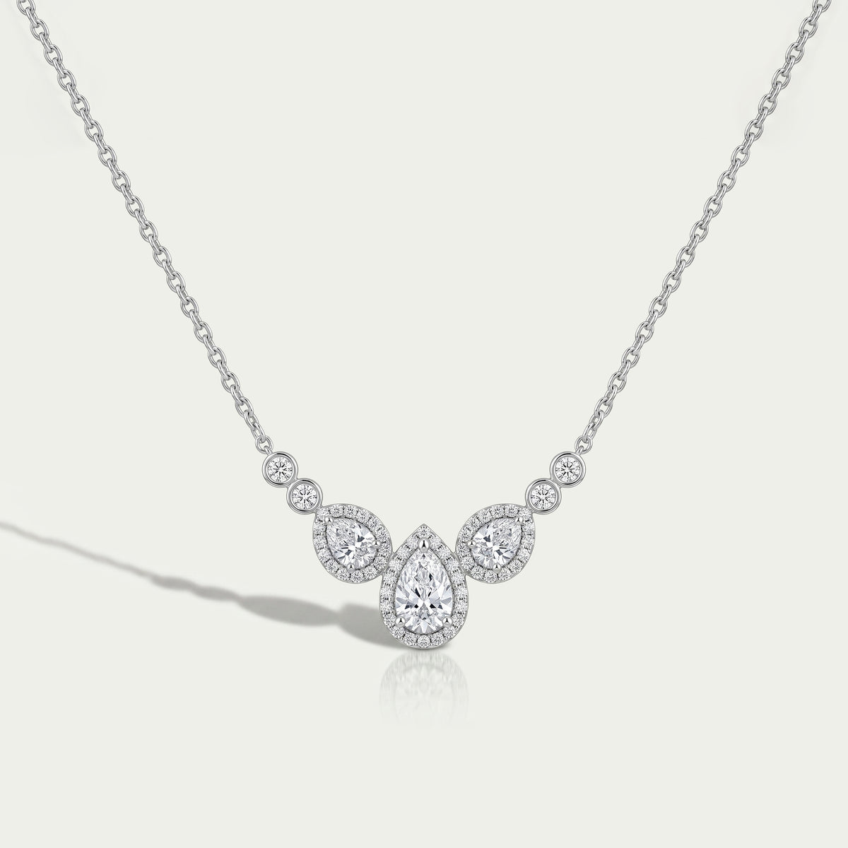 Pear Cut Halo Teardrop Chain Necklace Necklaces