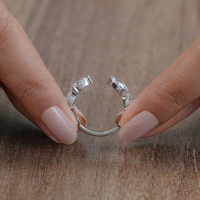 Pear Cut Lab Grown Diamond Open Cuff Band 