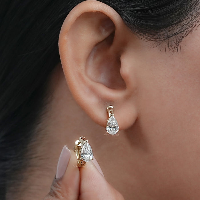 Pear Lab Diamond Hoop Earrings
