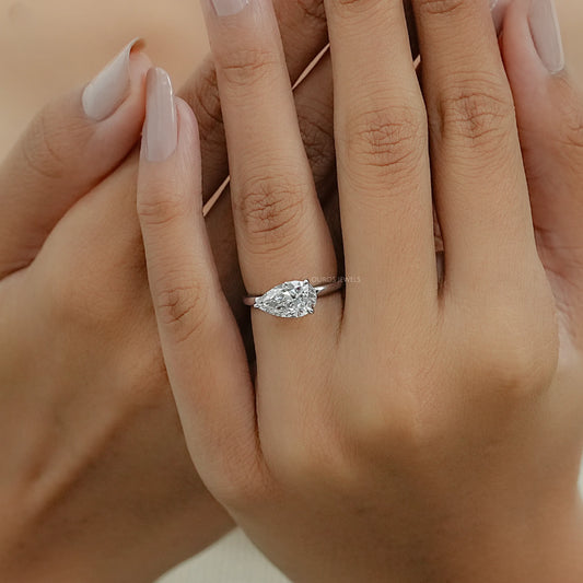 East West Pear Diamond Solitaire Engagement Ring Rings