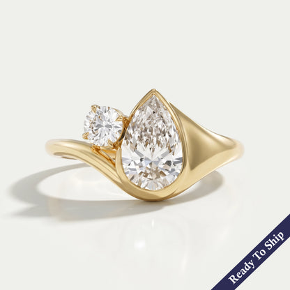 Toi Et Moi Pear Lab Grown Diamond Bypass Engagement Ring