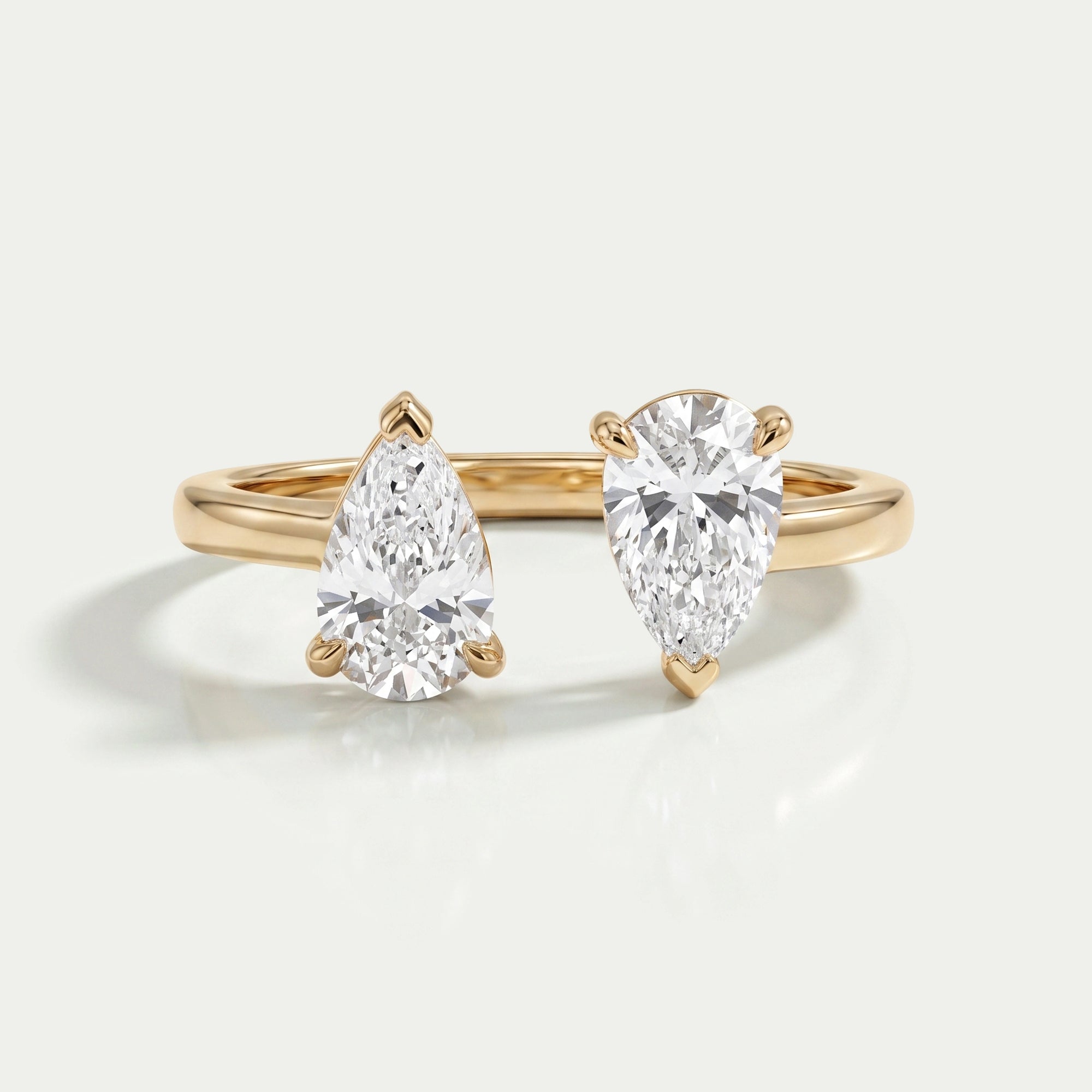 Two Stone Pear Lab Diamond Toi Et Moi Open Cuff Ring