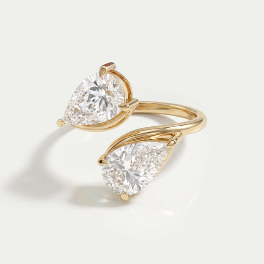 Pear Cut Lab Diamond Toi Et Moi Engagement Ring