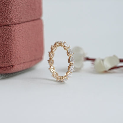 East West Pear Cut Lab Diamond Full Eternity Band Ring