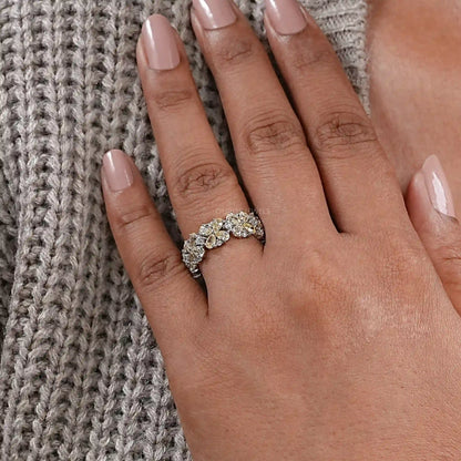 Floral Shape Yellow Pear Diamond Ring