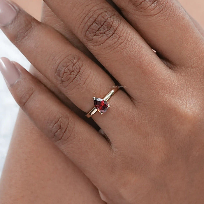 Garnet Pear Gemstone Solitaire Engagement Ring