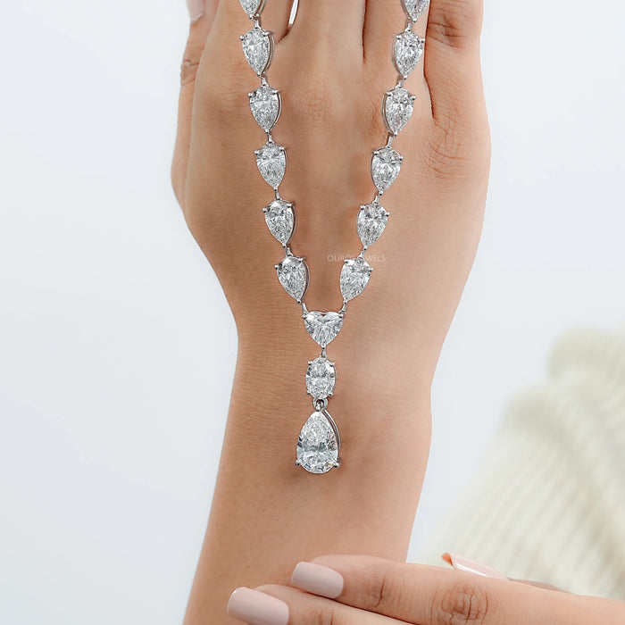 Pear And Heart Cut Lab Grown Diamond Lariat Necklace