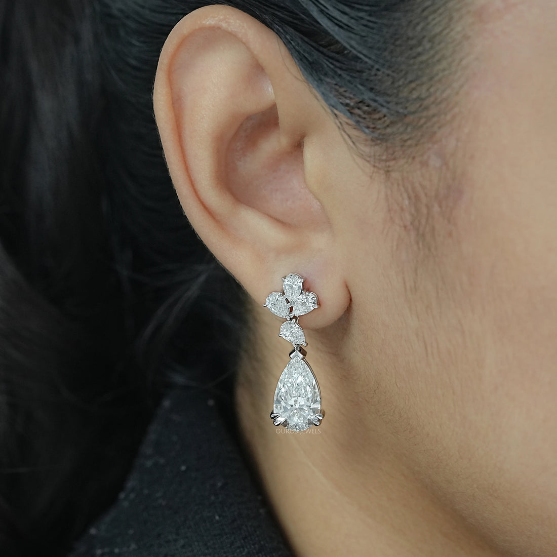 Pear Lab Diamond Drop Dangle Earrings Earrings