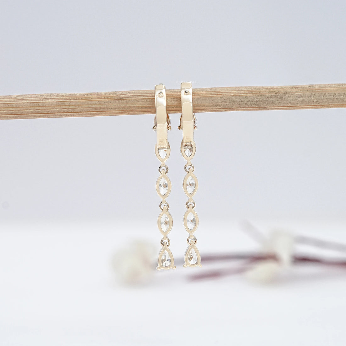 Pear And Marquise Cut Lab Diamond Dangle Earrings