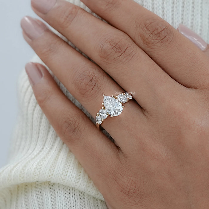 Pear And Round Diamond Five Stone Engagement Ring