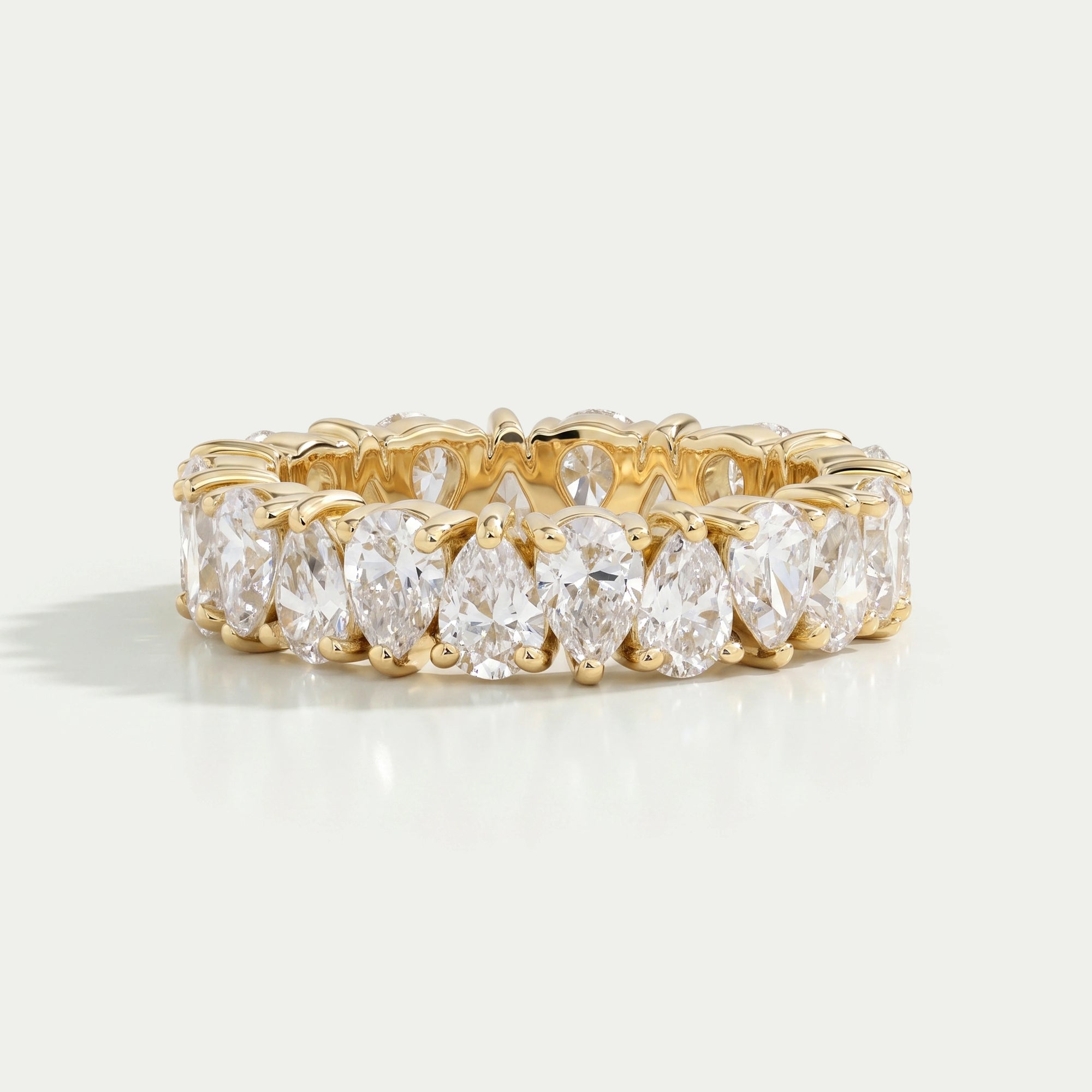 Pear Cut Lab Diamond Full Eternity Wedding Band Rings