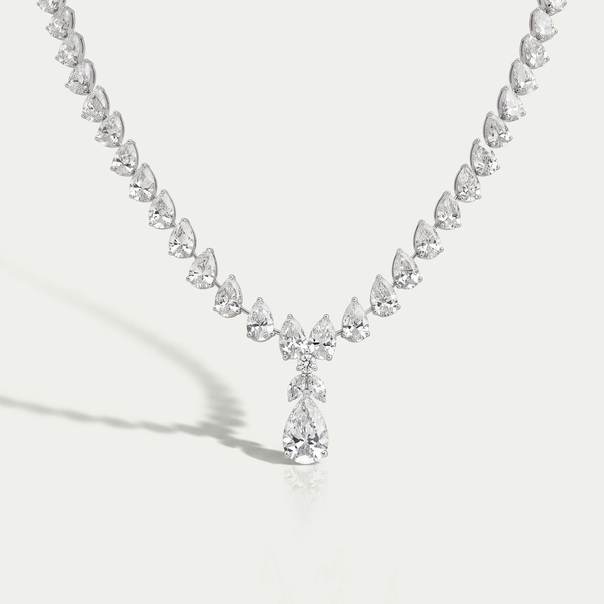 Pear Cut Lab Grown Diamond Tennis Necklace