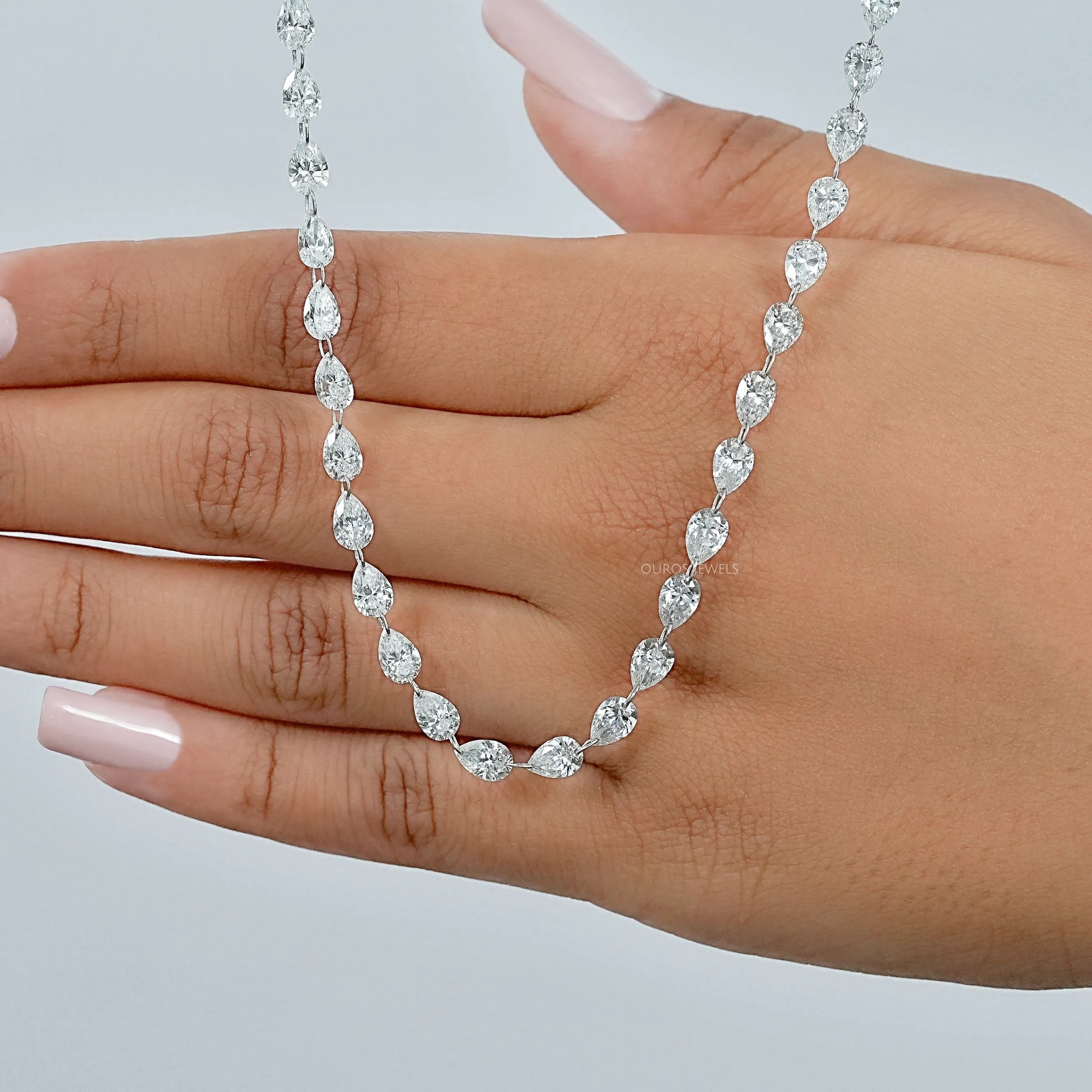 Emerald Cut Lab Grown Diamond Tennis Necklace